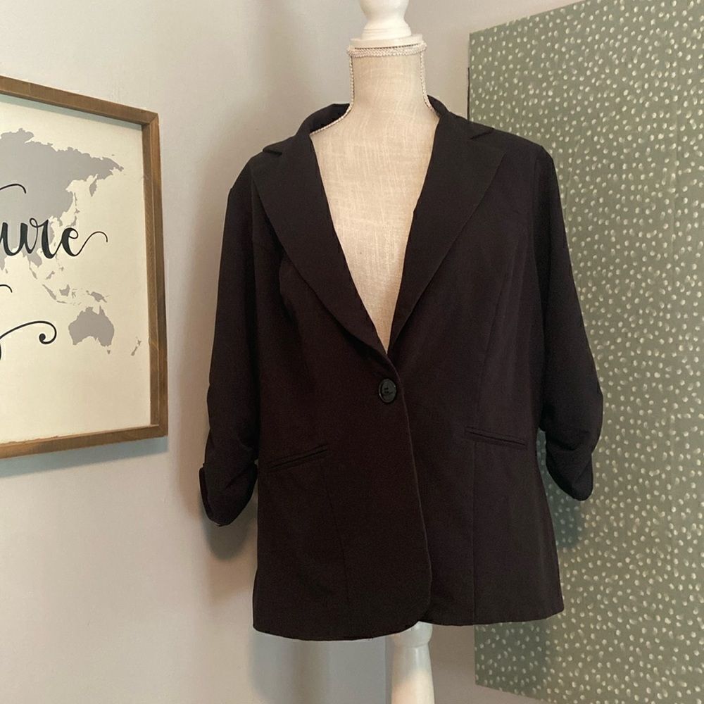 Torrid Black One Button 3/4 Sleeve Casual Business Blazer Size 1